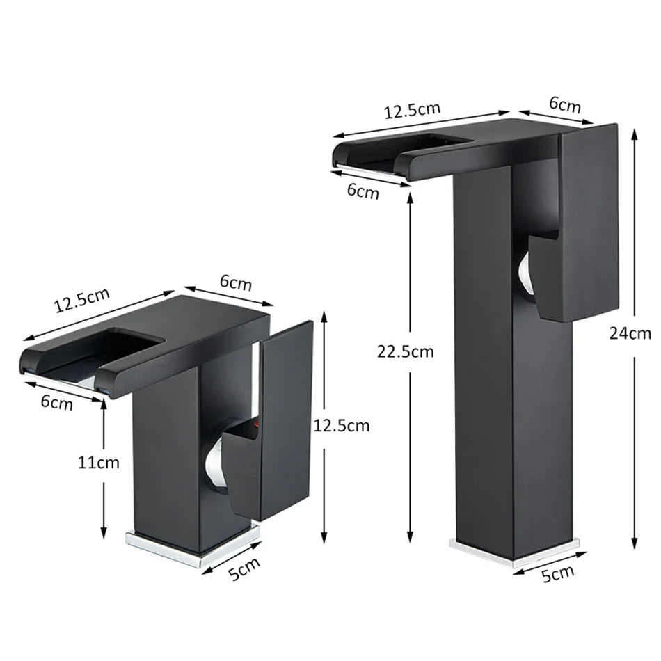 Afralia™ LED Waterfall Bathroom Sink Faucet Hot Cold Mixer Tap Deck Mounted