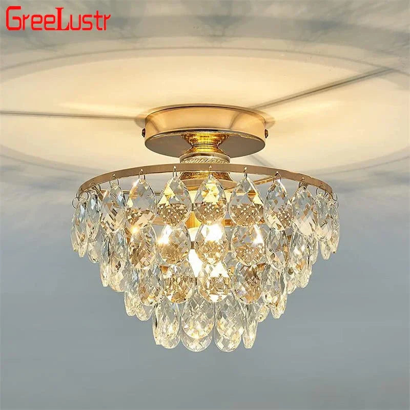 Afralia™ Crystal LED Chandelier Ceiling Lamp for Living Dining Room Decor
