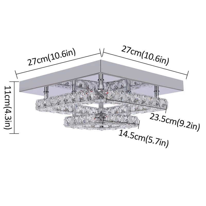 Afralia™ LED Crystal Chandelier Mirror Rings Ceiling Light for Home Décor