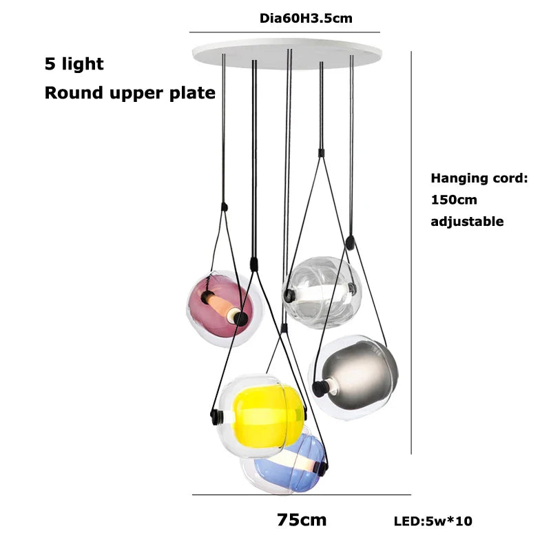 Afralia™ Multicolor Glass Globe Pendant Light for Stylish Bedroom Decor