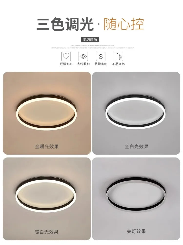 Afralia™ Modern Circle Dimmable Ceiling Chandelier for Bedroom - Nordic Minimalist LED Ceiling Lights