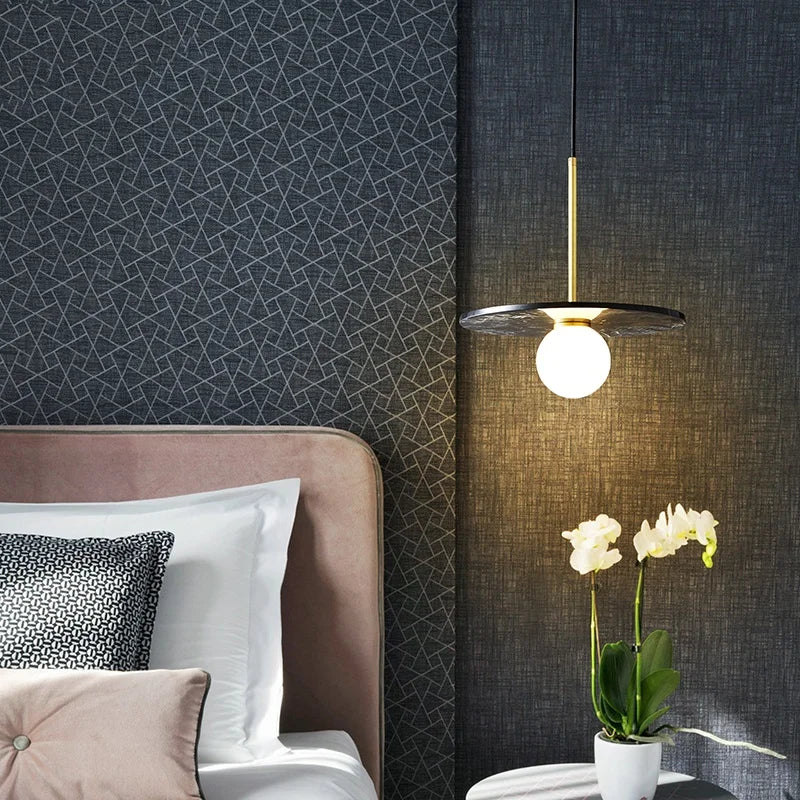 Afralia™ Marble Copper LED Pendant Lamp for Modern Living Room Decor