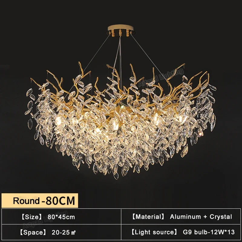 Afralia™ Luxury Gold Chandelier LED Light for Living Room & Hotel Hall