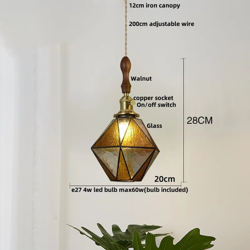 Afralia™ Blue Glass LED Pendant Light Fixture Modern Nordic Wire Hanging Lamp