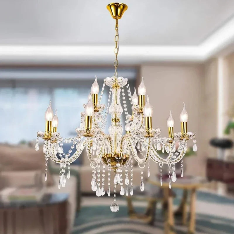 Afralia™ Crystal Candelabra Pendant Chandelier, Elegant Lighting Fixture for Bedroom, Dining & Living Room