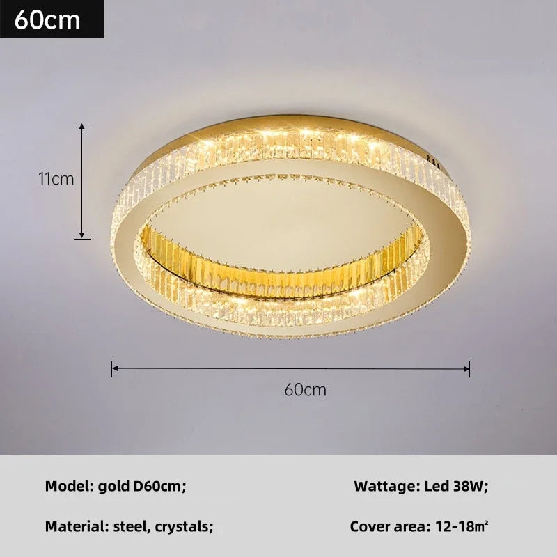 Afralia™ Modern K9 Crystals Dimmable LED Ceiling Light - Art Decor Luminarias