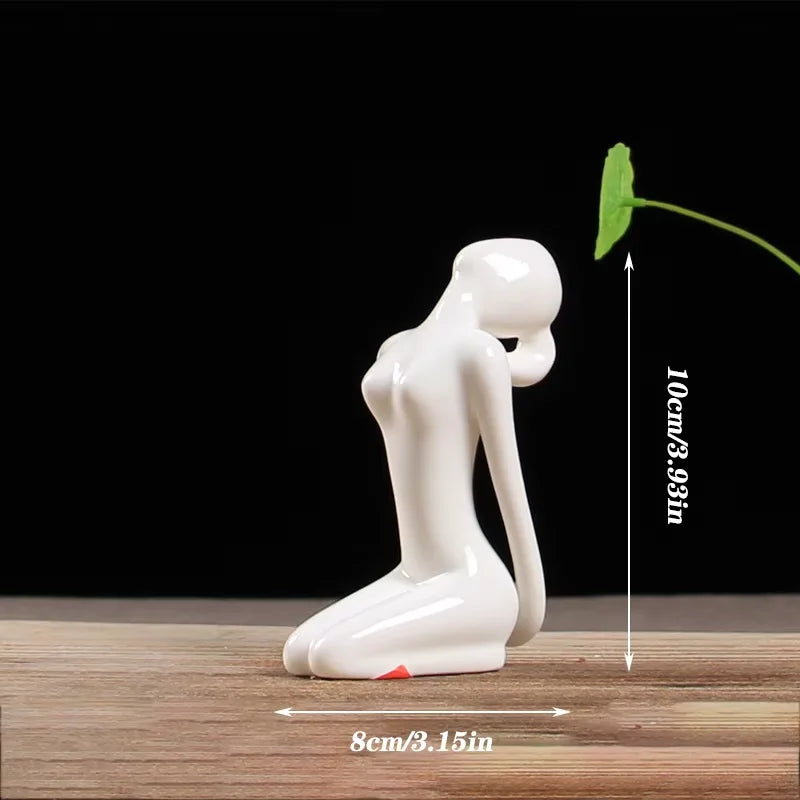 Afralia™ Abstract Yoga Figure Porcelain Statue Home Decor Sculpture