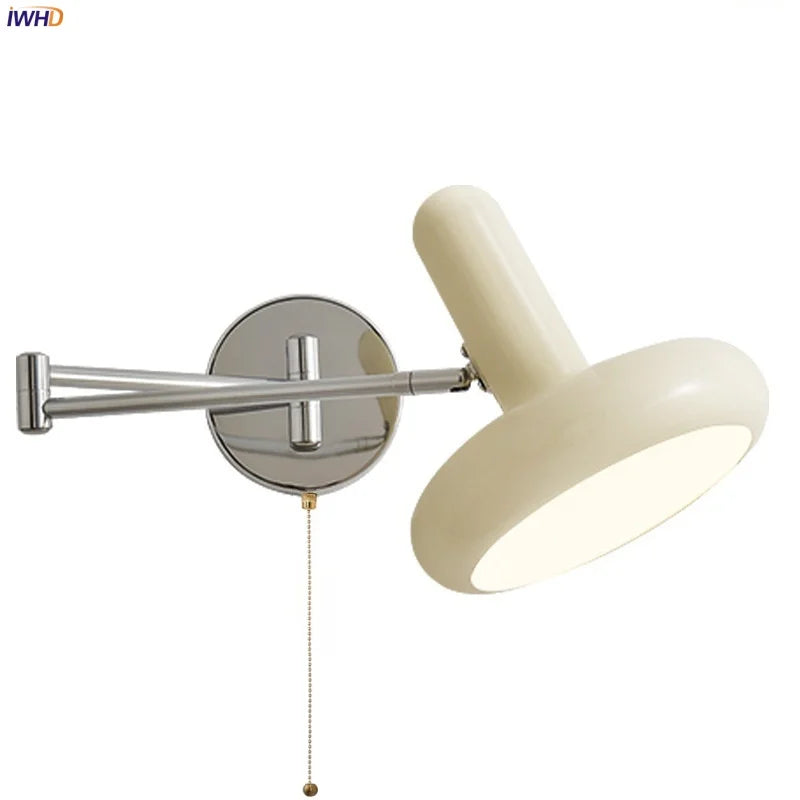 Afralia™ Swing Arm LED Wall Lamp Cream for Living Room Bedside Mirror Light