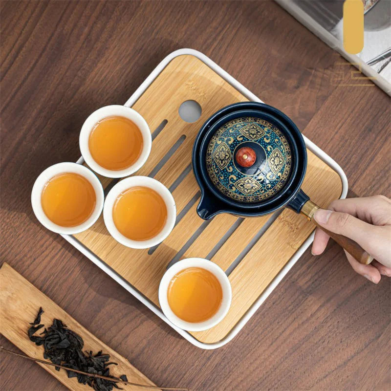 Afralia™ Rotating Teaware Set for Puer Chinese Gongfu Tea