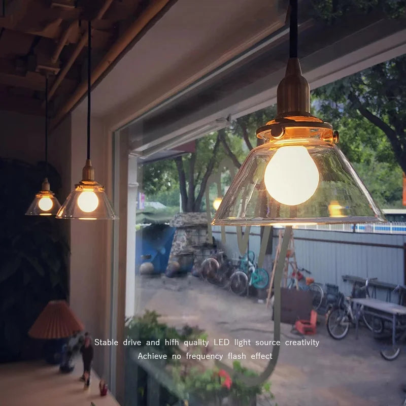 Afralia™ Minimalist Clear Glass Pendant Light Fixture with Copper Socket for Modern Living Space