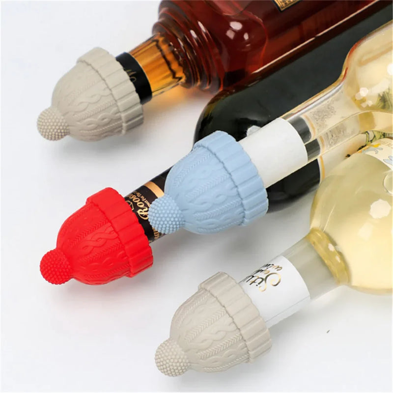 Afralia™ Silicone Wine Bottle Stoppers Set of 4 - Assorted Caps for Wine, Beer, Champagne