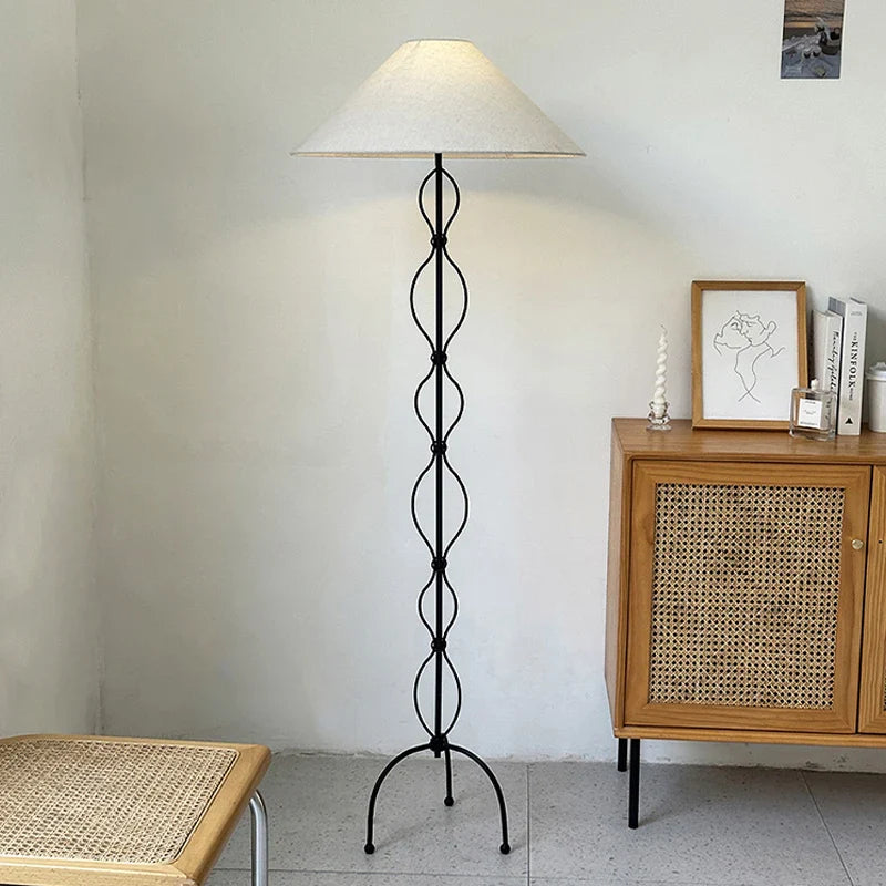 Afralia™ Nordic Vintage Fabric LED Floor Lamp for Cozy Home Décor
