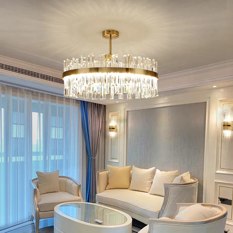 Afralia™ Crystal Chandeliers: Round LED Luxury Ceiling Pendant Lights for Elegant Home Decor.