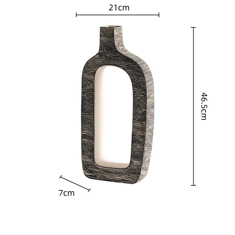 Afralia™ Geometric Stripes Ceramic Flower Vase for Home Decoration and Flower Arrangements