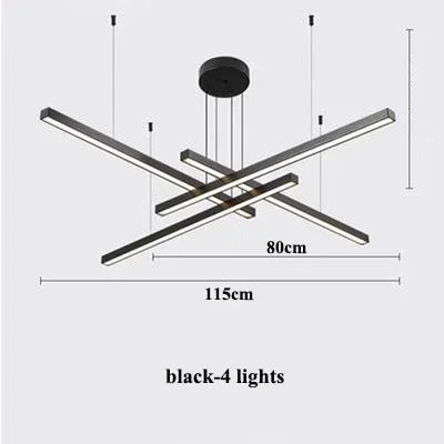 Afralia™ Modern Gold Black Led Pendant Lights, Dimmable, L80cm, Aluminium, Dining Room Hanging Lamp