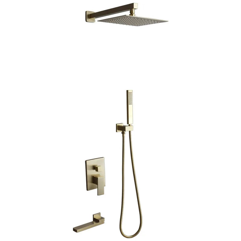 Afralia™ Brushed Gold In-Wall Shower Set with Rainfall Shower Head 8-12"