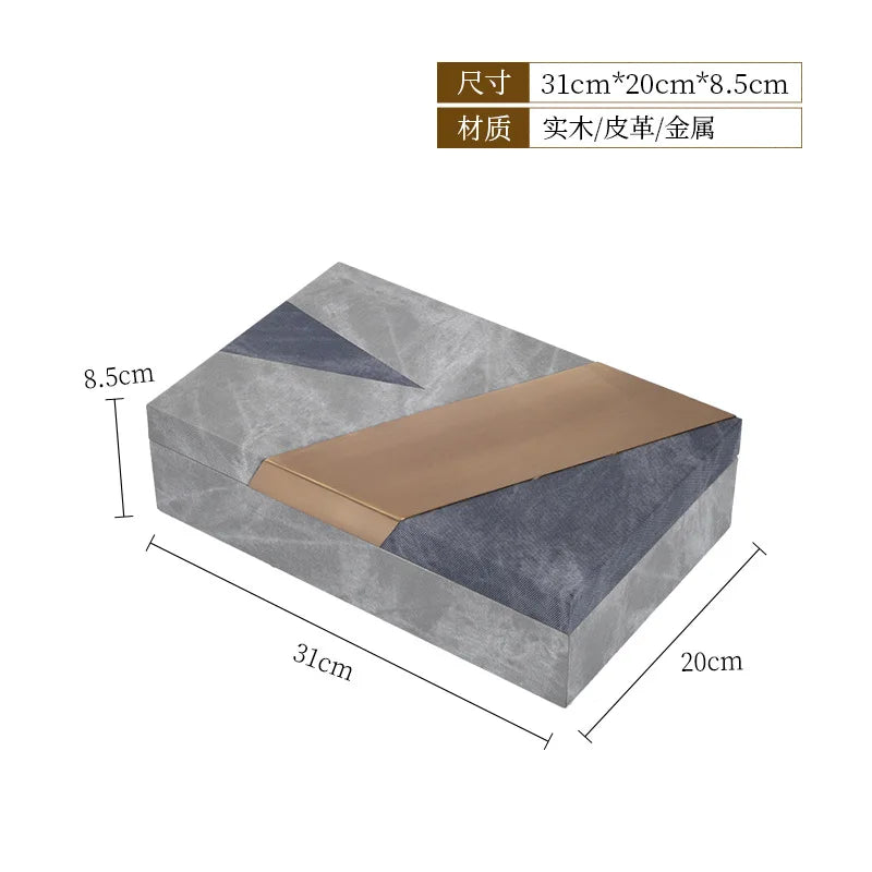 Afralia™ Grey Marble Pattern Leather Storage Box Jewelry Container Desktop Organizer