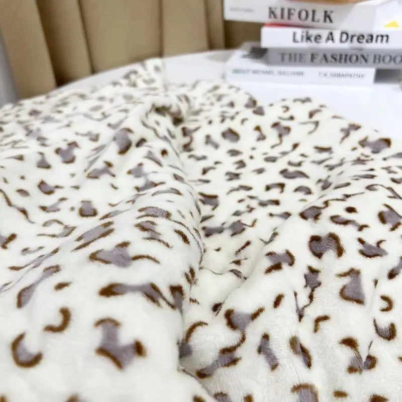 Afralia™ Leopard Print Warm Blanket for Office, Dorm, and Sofa