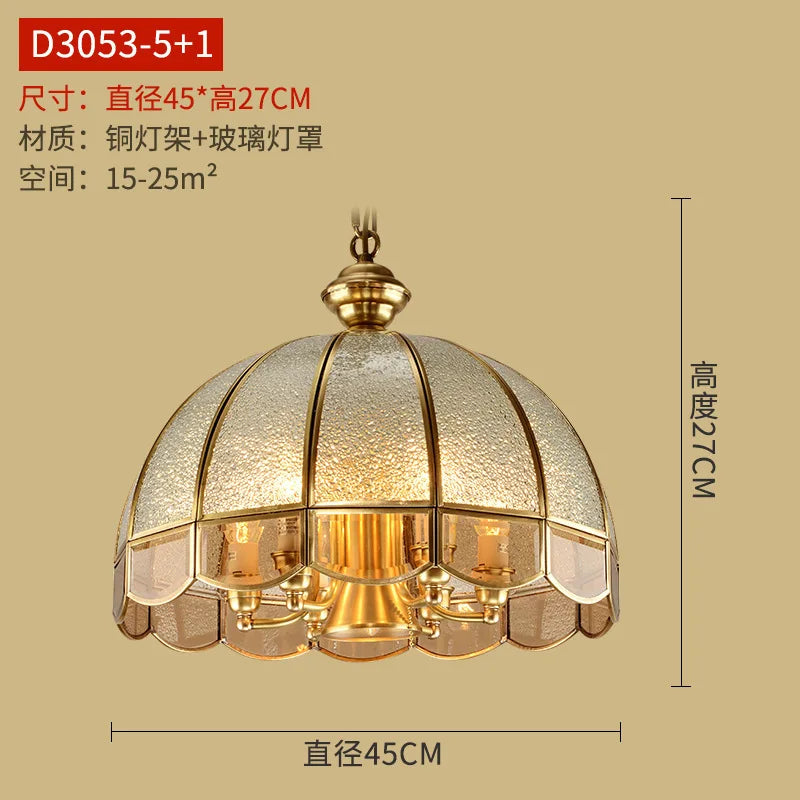 Afralia™ Vintage European Copper Chandelier for Dining Bedroom Hallway Pendant Lighting