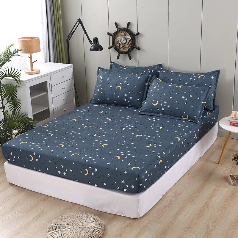 Afralia™ Night Sky Moon Fitted Sheet Set - 3Pcs, All Season Bedspread