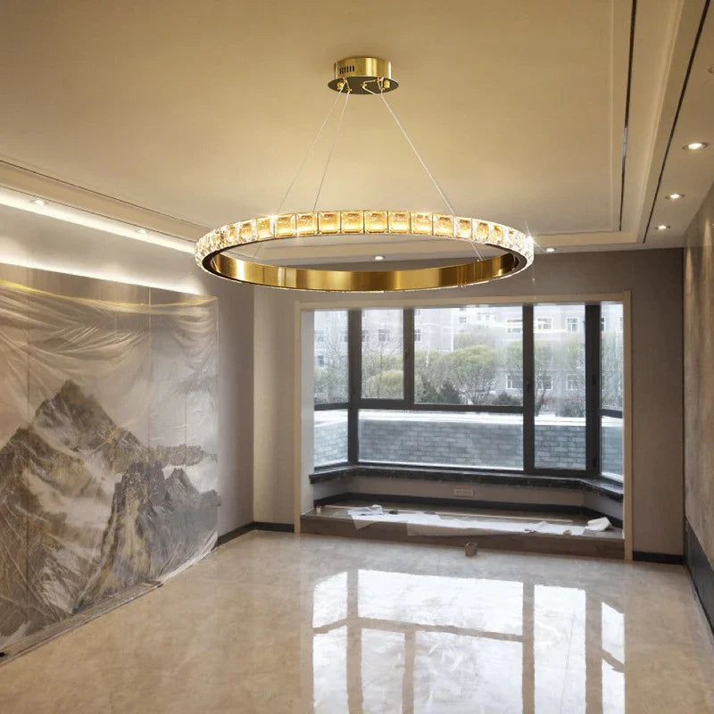 Afralia™ Modern LED Crystal Ceiling Chandelier for Living Room Bedroom Hotel Villa