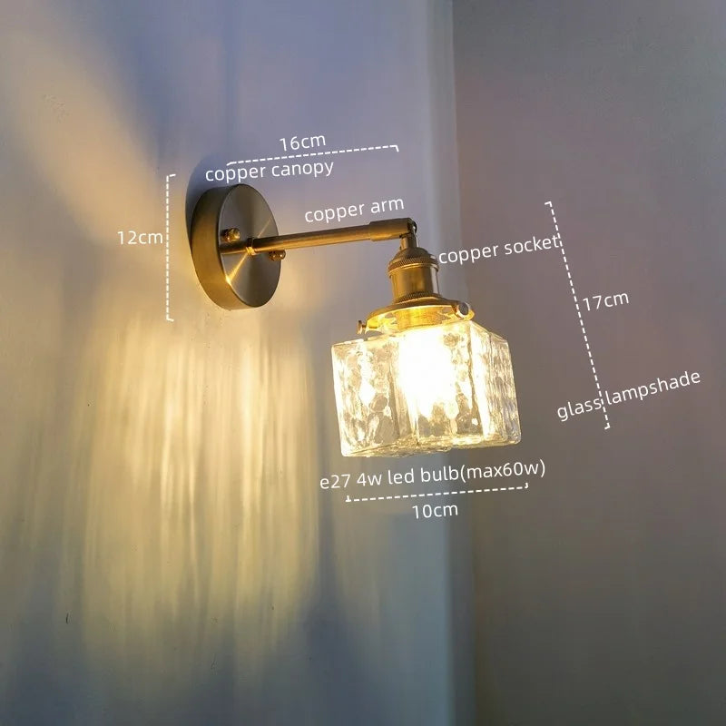Afralia™ Glass Copper LED Wall Lamp Modern Corridor Bedside Light