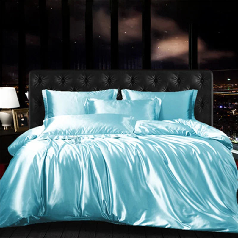 Afralia™ Mulberry Silk-blend Satin Duvet Cover Set for King & Queen Beds