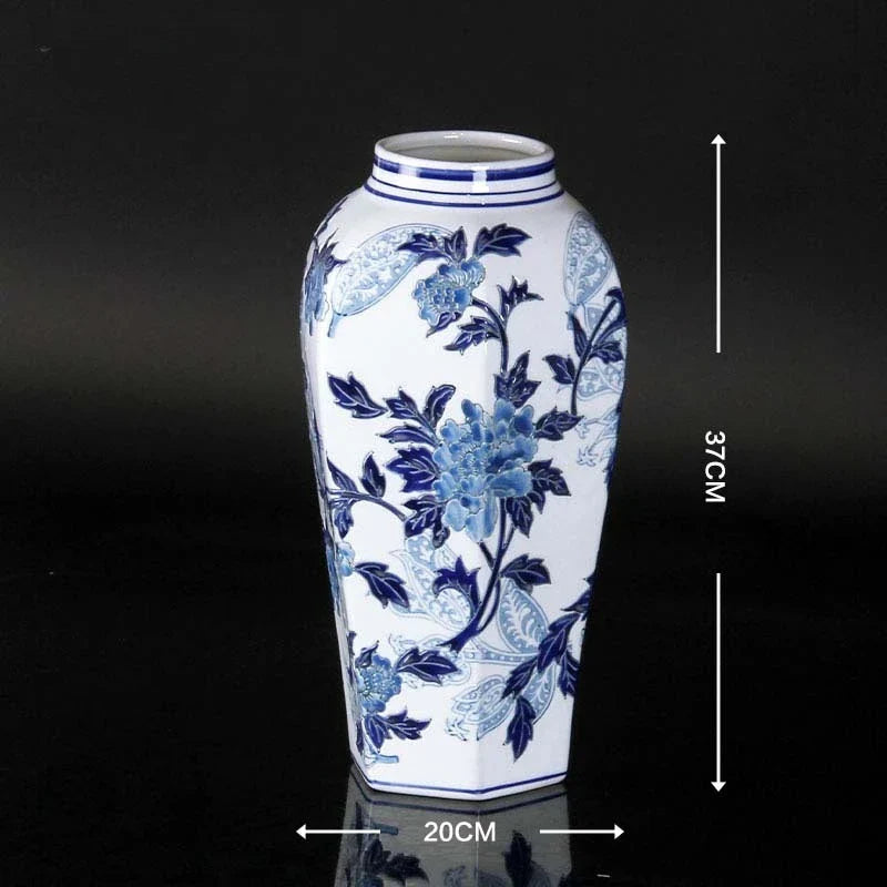 Afralia™ Blue & White Porcelain Ceramic Vase Vintage Ginger Jar Home Decor