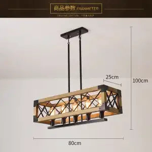 Afralia™ 6-Head Industrial Style Pendant Lamp - Retro Solid Wood Iron Table Light