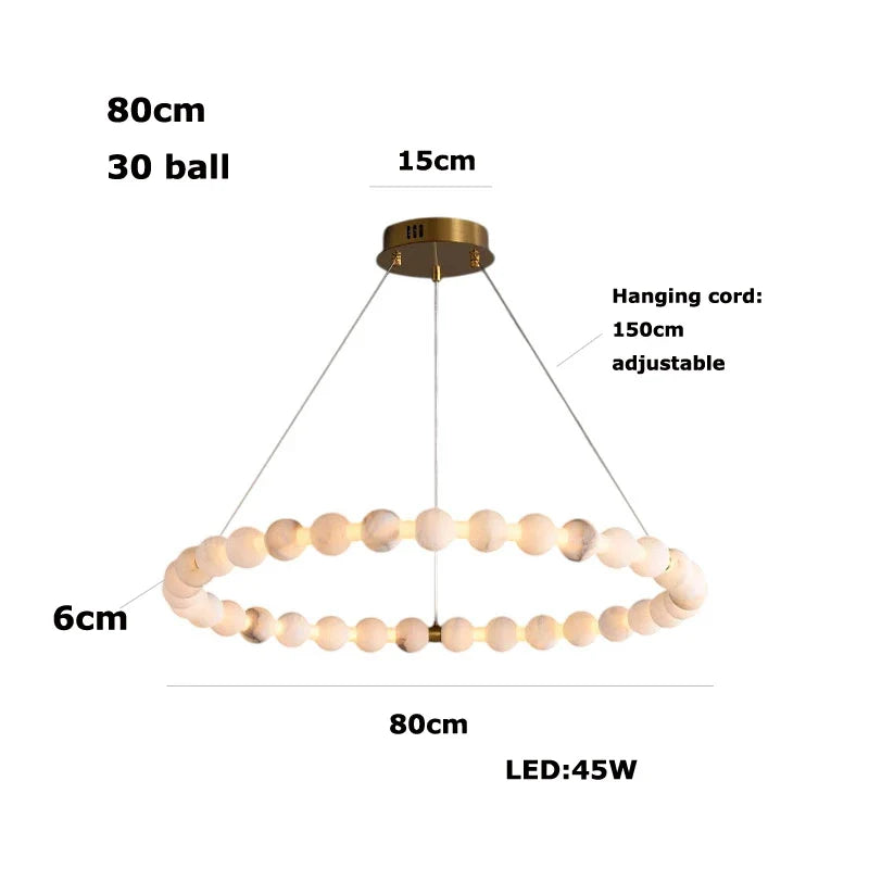 Afralia™ Alabaster Marble Pearl Drop LED Chandelier for Foyer Villa