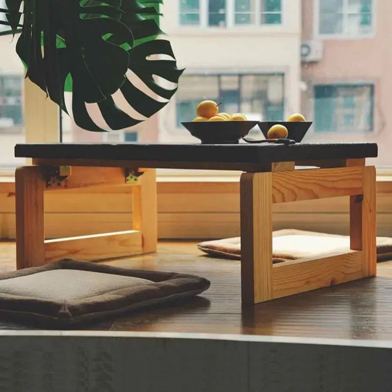 Afralia™ Solid Wood Tatami Small Tea Table - Folding Japanese Style Balcony Coffee Table