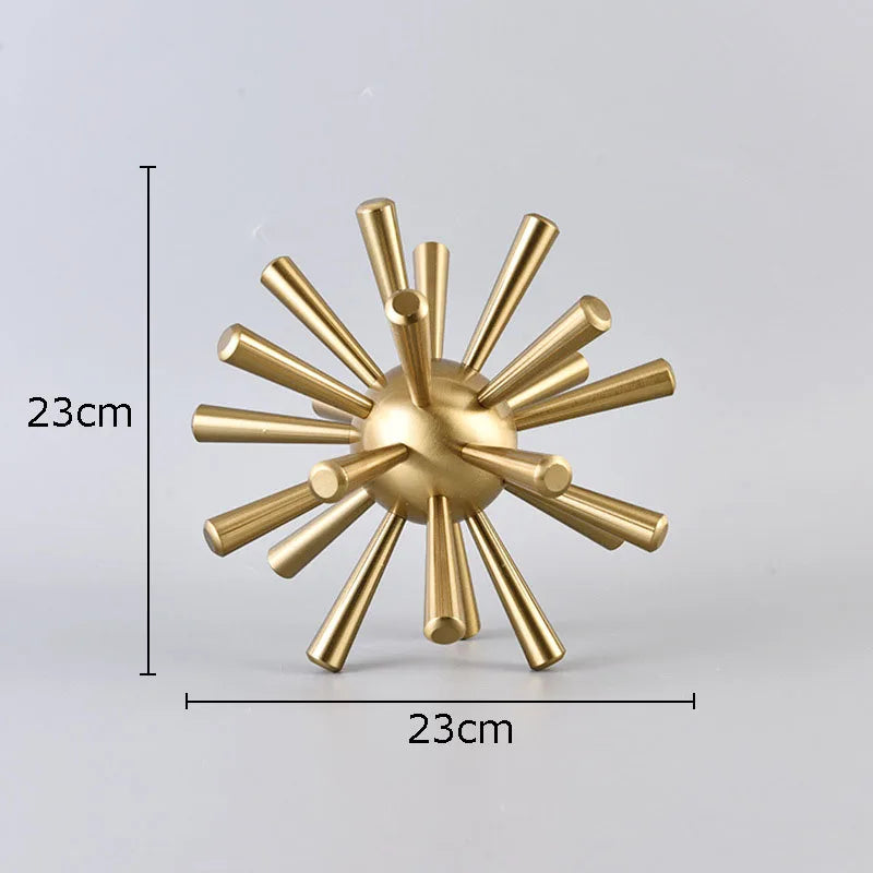 Afralia™ Sea Urchin Metal Sculpture Desk Ornament Modern Home Decor Artwork