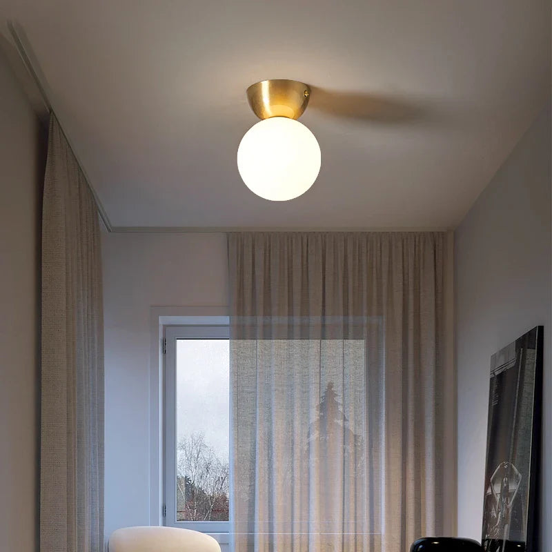 Afralia™ Walnut Glass LED Ceiling Lamp for Modern Living Room Art Decoration