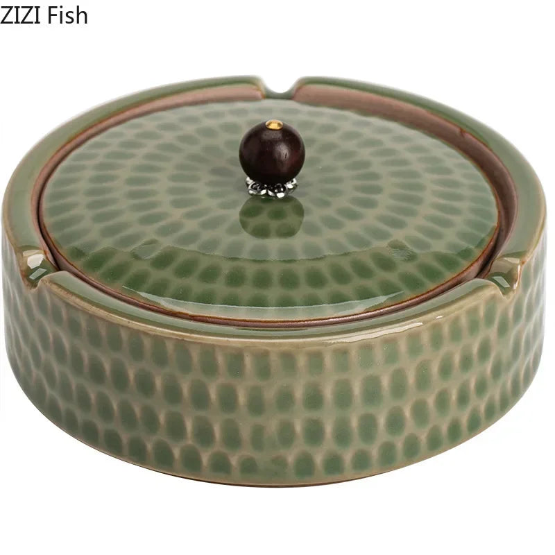 Afralia™ Ceramic Ashtray with Lid - Stylish Smoking Accessories for Home and Office