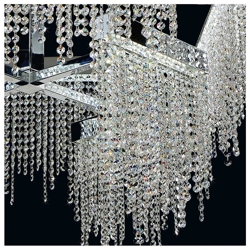 Afralia™ Crystal Tassel Chandelier: Modern Luxury Silver Hanging Lamp for Dining Room