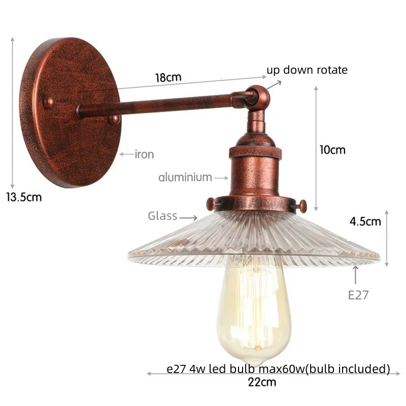 Afralia™ Vintage Chrome LED Wall Light with Clear Glass Sconce for Indoor Bedroom