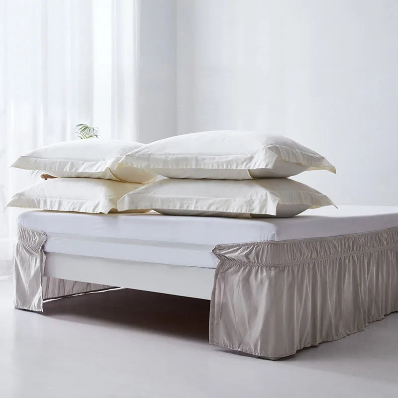 Afralia™ Solid Color Bed Skirt Brushed Stain Resistant Easy To Clean Bed Cover