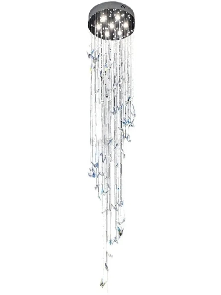 Afralia™ Minimalist Crystals Pendant Light Chandelier for Indoor Ceiling - Butterfly Design