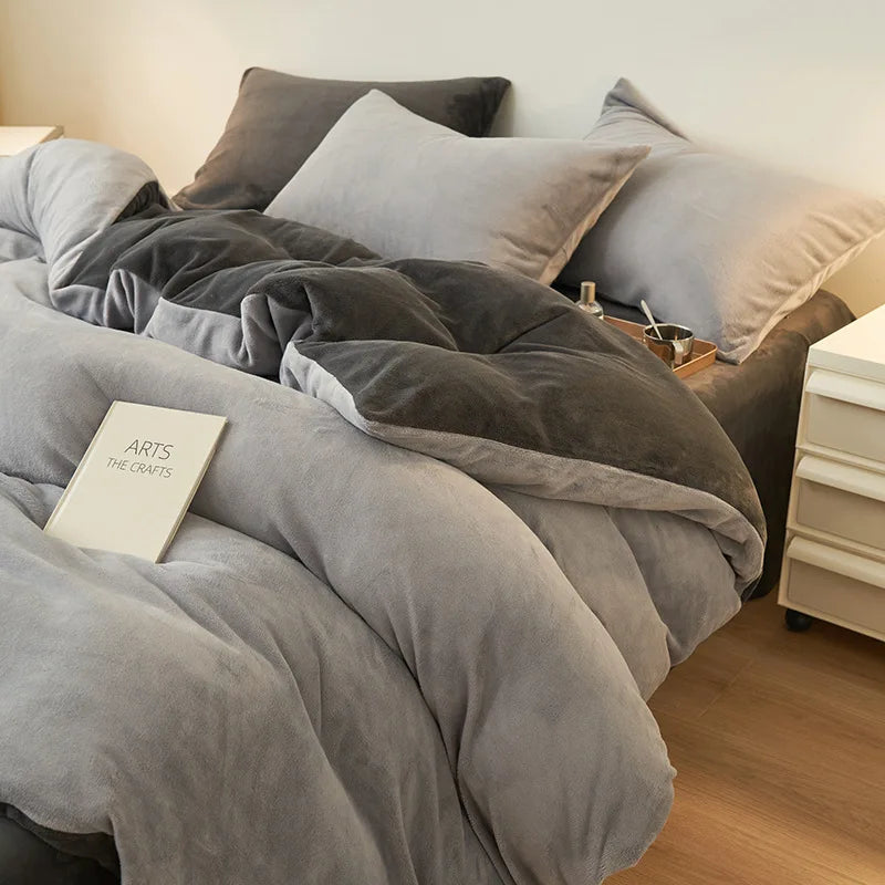 Afralia™ Milk Velvet Plush Comforter Cover for Autumn & Winter