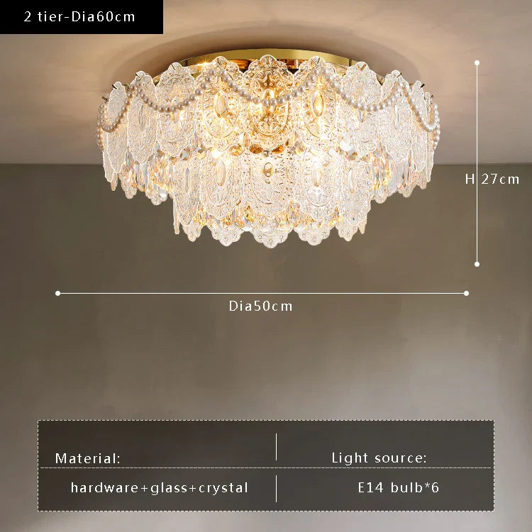 Afralia™ Gold Glass Ceiling Chandelier - Modern Vintage Living Room Lighting