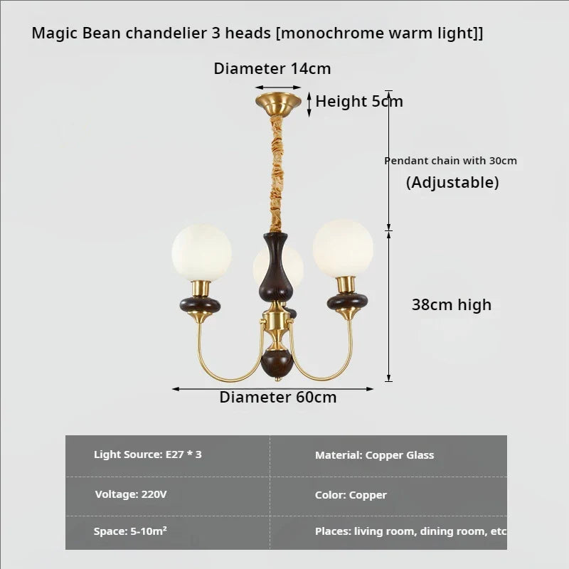 Afralia™ Nordic Copper Chandelier: Elegant Magic Bean Molecule Light for Living, Dining & Bedroom.