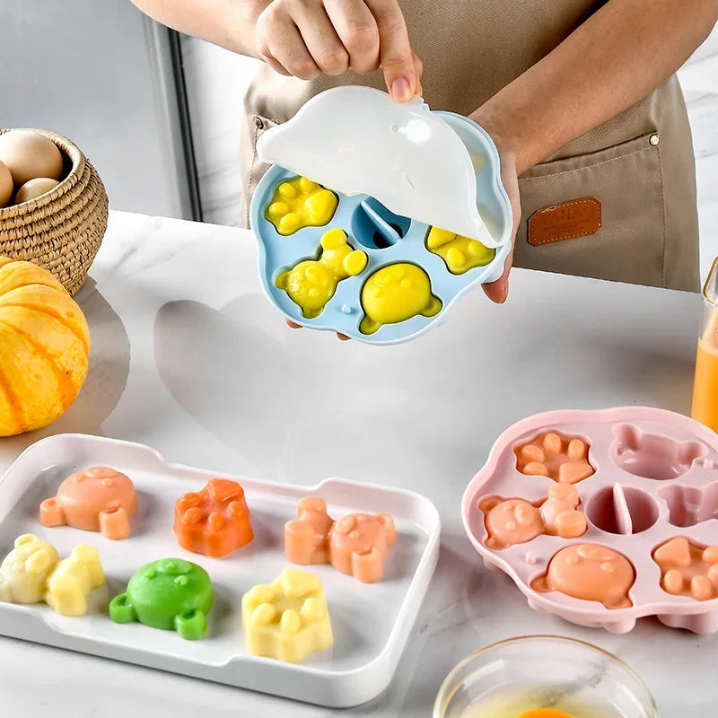 Afralia™ Silicone Cartoon Cake Mold with Lid for Baby Food & Cake Decoration