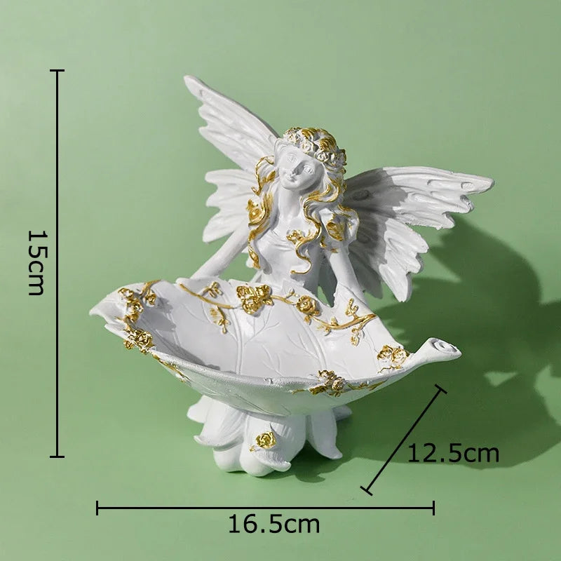 Afralia™ Flower Angel Resin Sculpture Desk Decoration Artwork Ornament