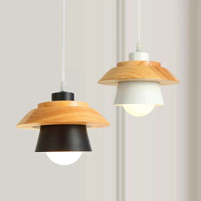 Afralia™ Modern LED E27 Pendant Light - Nordic Hanging Iron & Wood Decoration Lamp