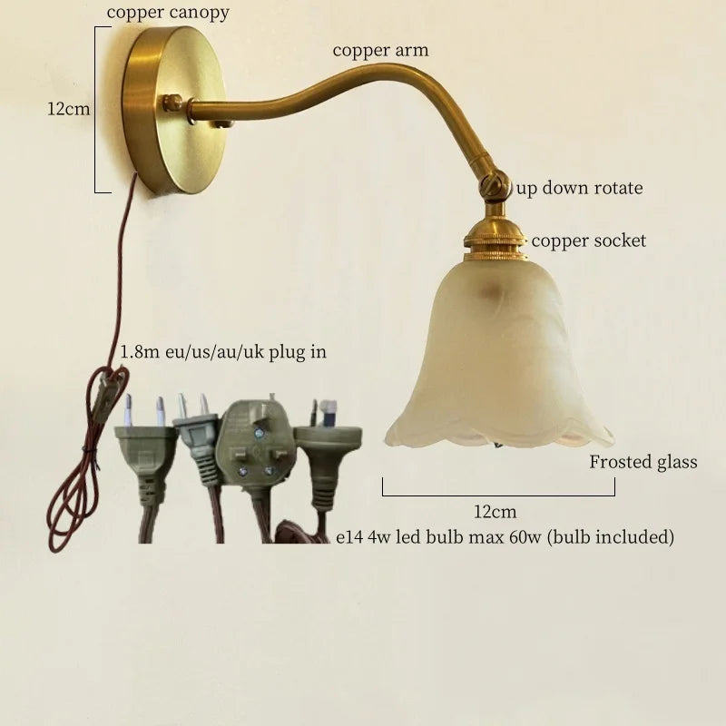 Afralia™ Glass LED Wall Light for Living Room Stair Loft Bathroom Mirror Bedside