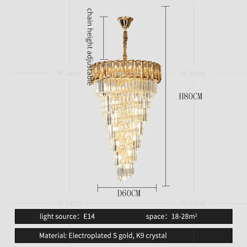 Afralia™ Amber Crystal Chandelier for Living Room in French Light Luxury Style