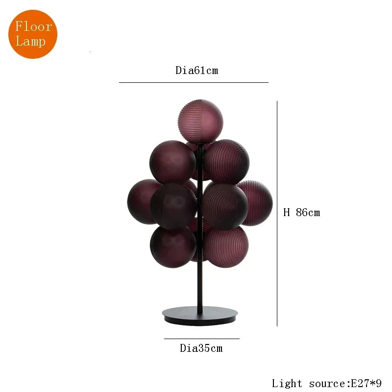 Afralia™ Nordic Grape Glass Chandelier Pendant Light for Minimalist Interior Decor