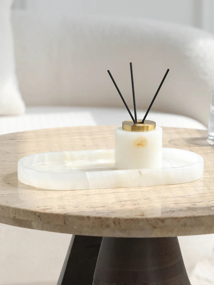 Afralia™ Calacatta Marble Vanity Tray for Perfume Candles Jewelry Luxury Home Decor