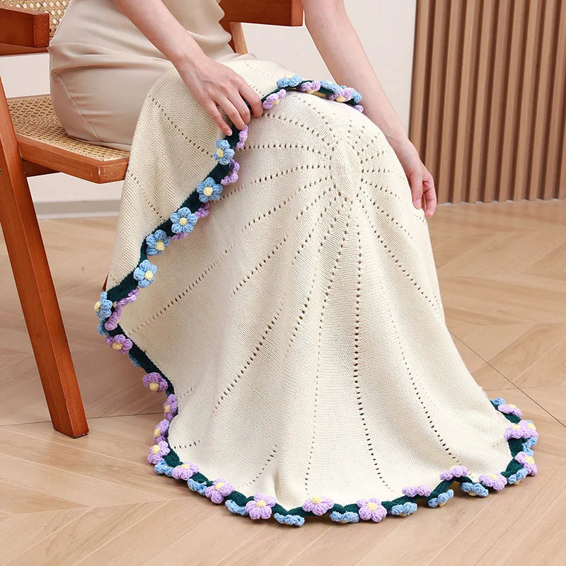 Afralia™ Elegant Daisy Bouquet Soft Blanket for Office Sofa, Multi-Functional Nap Shawl & Cushion