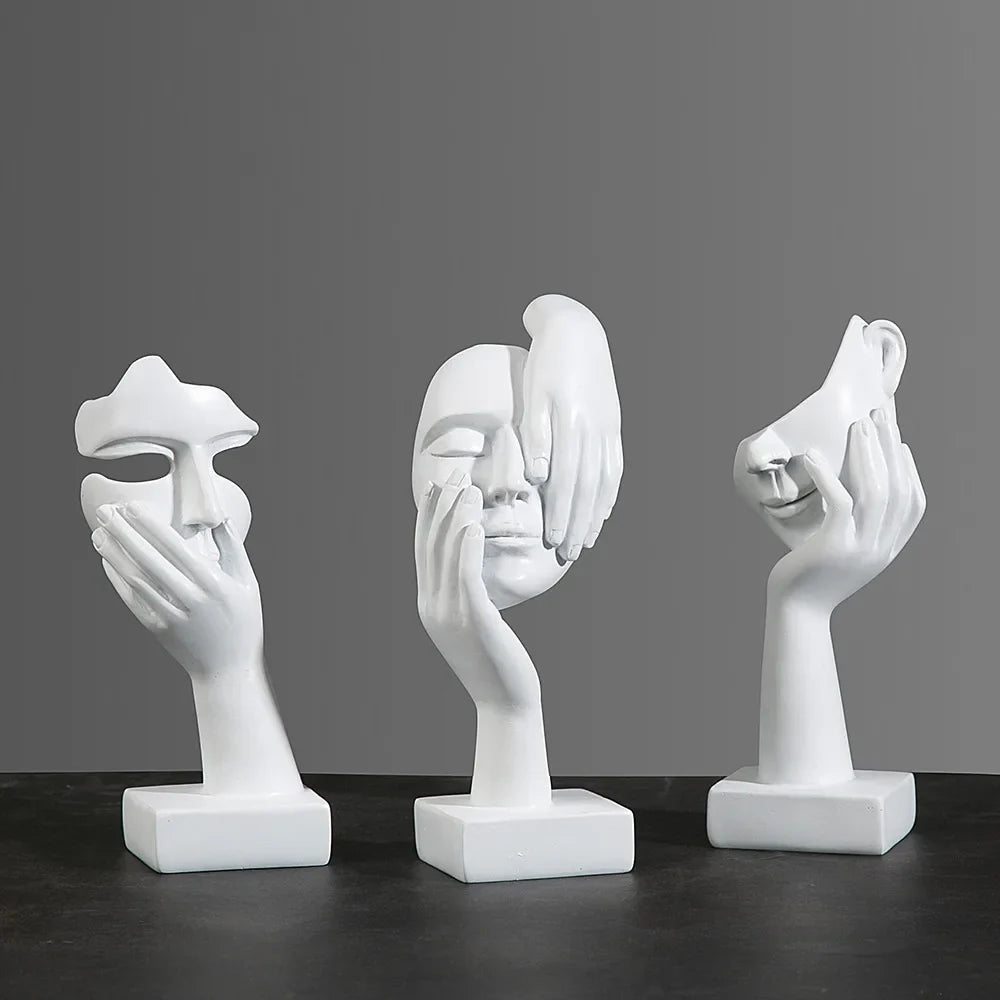 Afralia™ Resin Abstract Mask Statues Mini Figurines for Home Office Decor